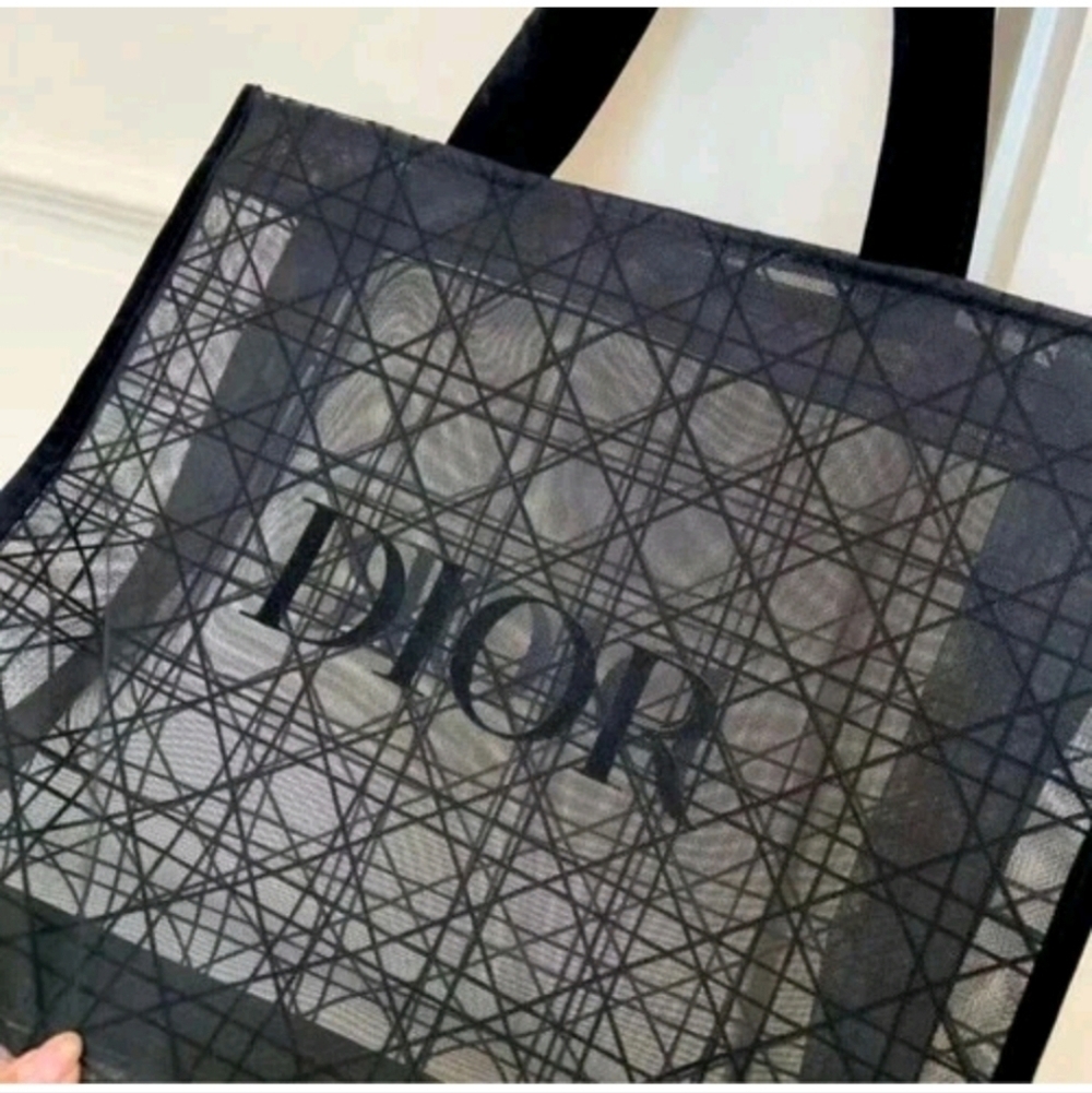 DIOR Black Velvet Mesh Cannage Pattern Tote Bag, GWP, New! - Picture 2 of 9
